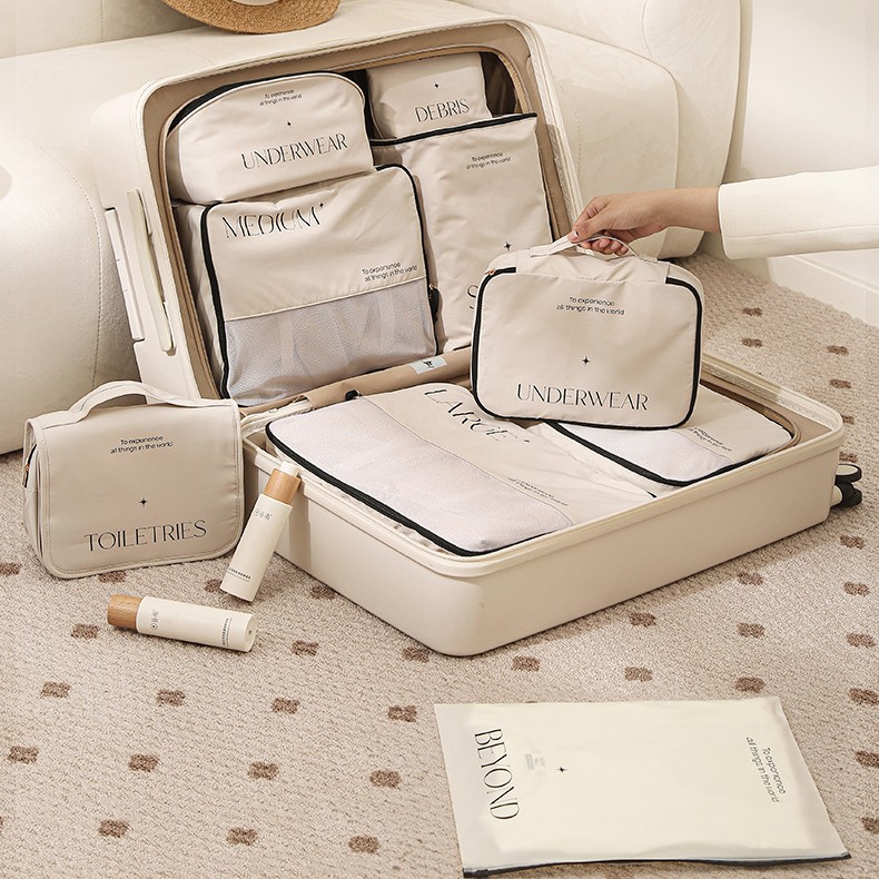 Suitcase Organizer Set With 10 Packing Cubes Suitcase Organizer Set Beige