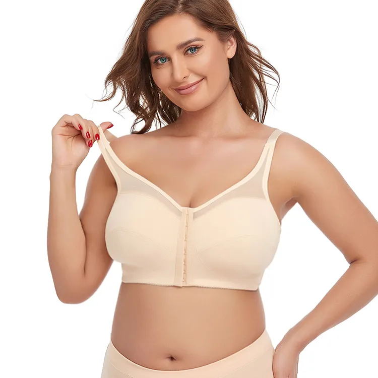 Women's Sexy Comfortable Medium and Old Age Large Thin No Steel Ring  Brushed Three Women Bras Plus Size Front