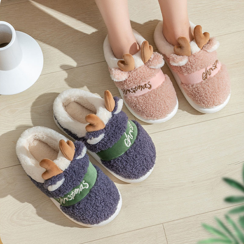 Christmas Shoes Winter Home Slippers Elk Soft Cozy Bedroom Slipper