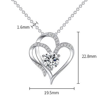 "Dazzling Zircon Double Love Necklace – Rhinestone-inscribed, personalized heart pendant. Perfect Valentine's Day clavicle chain for women."