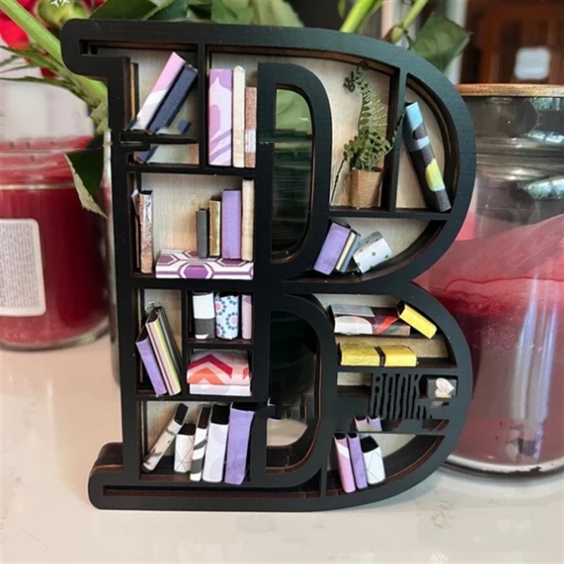 Custom Initial Book Lover Miniature Bookshelf CJdropshipping