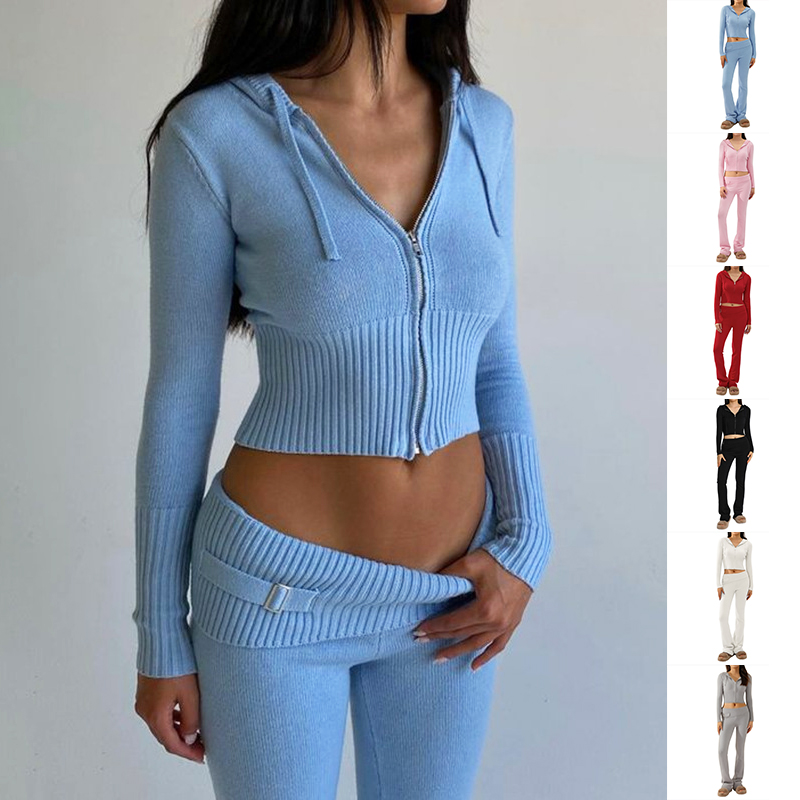 Sexy Set Women Tracksuits Pit Thread Sweater Long Sleeved Yoga