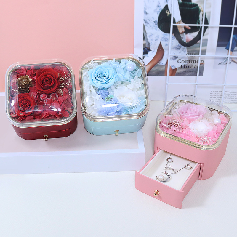 Preserved Flower Jewelry Box Real Flower Acrylic CJdropshipping