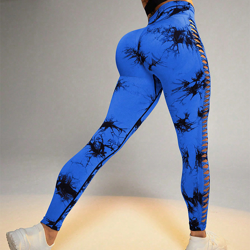 Hiworld Women's Seamless Yoga Pants Tie Dye Printed Trousers High