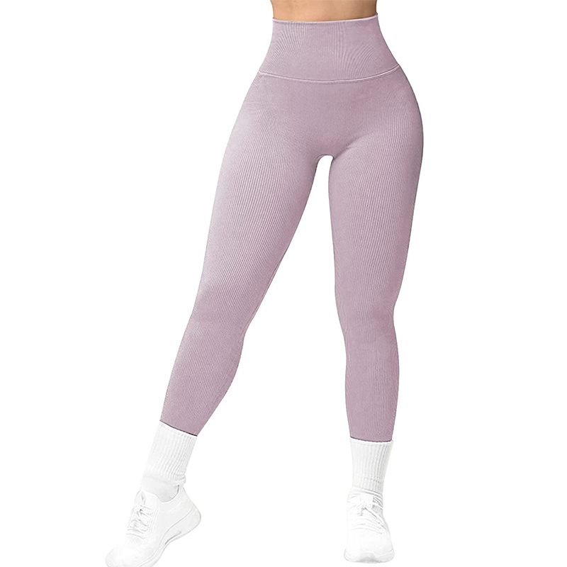 High Waist Seamless Leggings Threaded Knitted Fitness Pants Solid Wome –  GlowMart