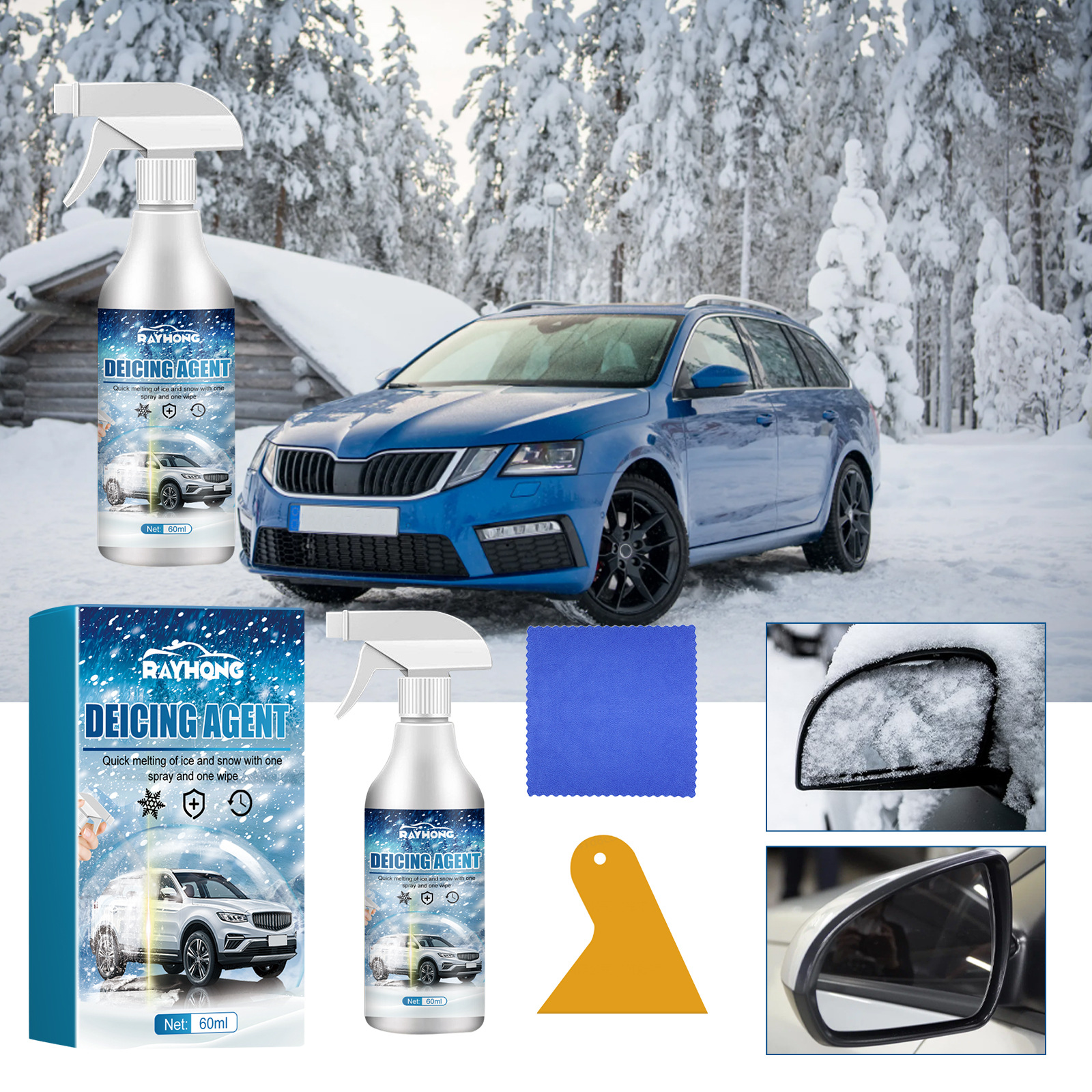 60ml Deicer Spray For Car Windshield Car Accessories For Front