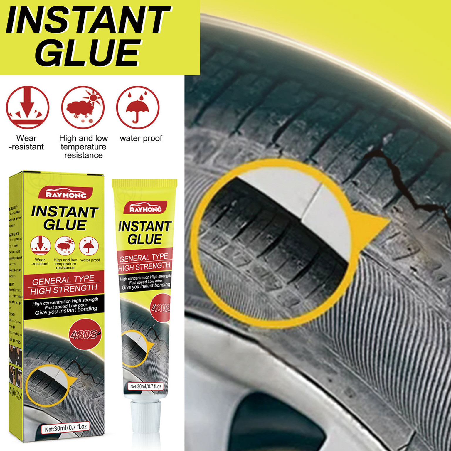 Car Tire Crack Repair Glue Sealing Adhesive Maintenance CJdropshipping