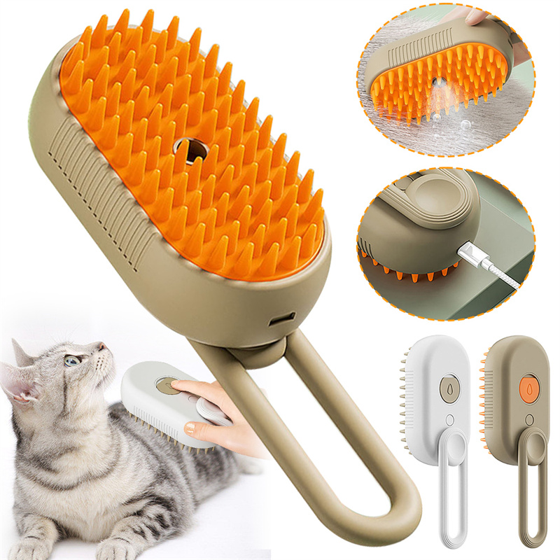 Cat Steam Brush Steamy Dog Brush 3 In 1 Electric Spray Cat Hair Brushes ...