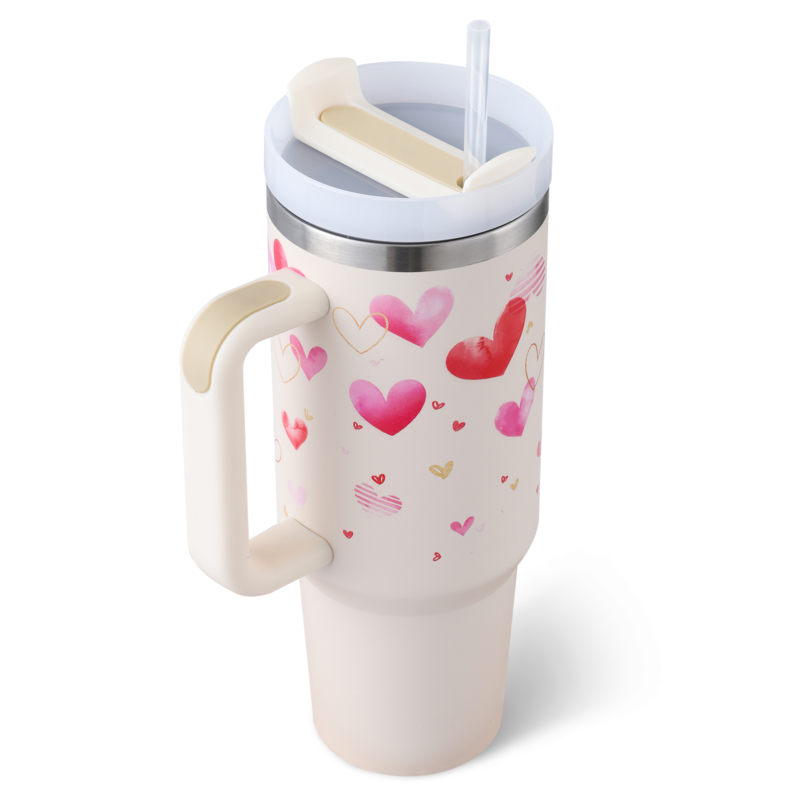 Valentines Day Gift Thermal Mug 40oz Straw Coffee Insulation Cup With Handle