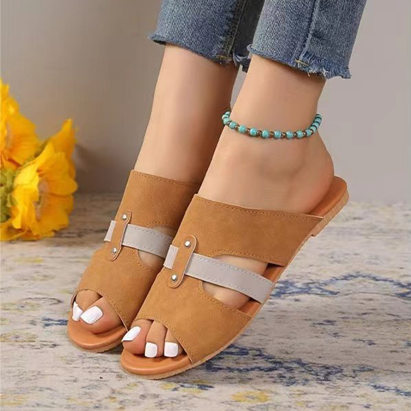 Strappy Sandals Thong Flat Shoes Women Summer Buckle Beach Shoes